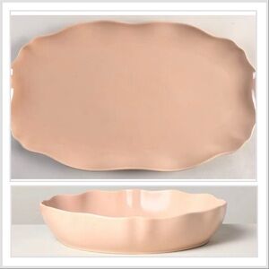 Hearth & Hand by Magnolia Blush Scalloped Serving Platter and Serving Bowl Set.